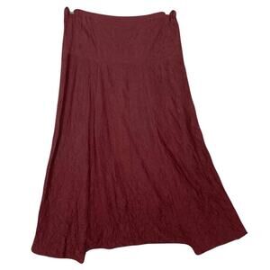 nwot SHIRIN GUILD Pants M Burgundy Dropped Crotch Crinkle Wool Pull On Wide